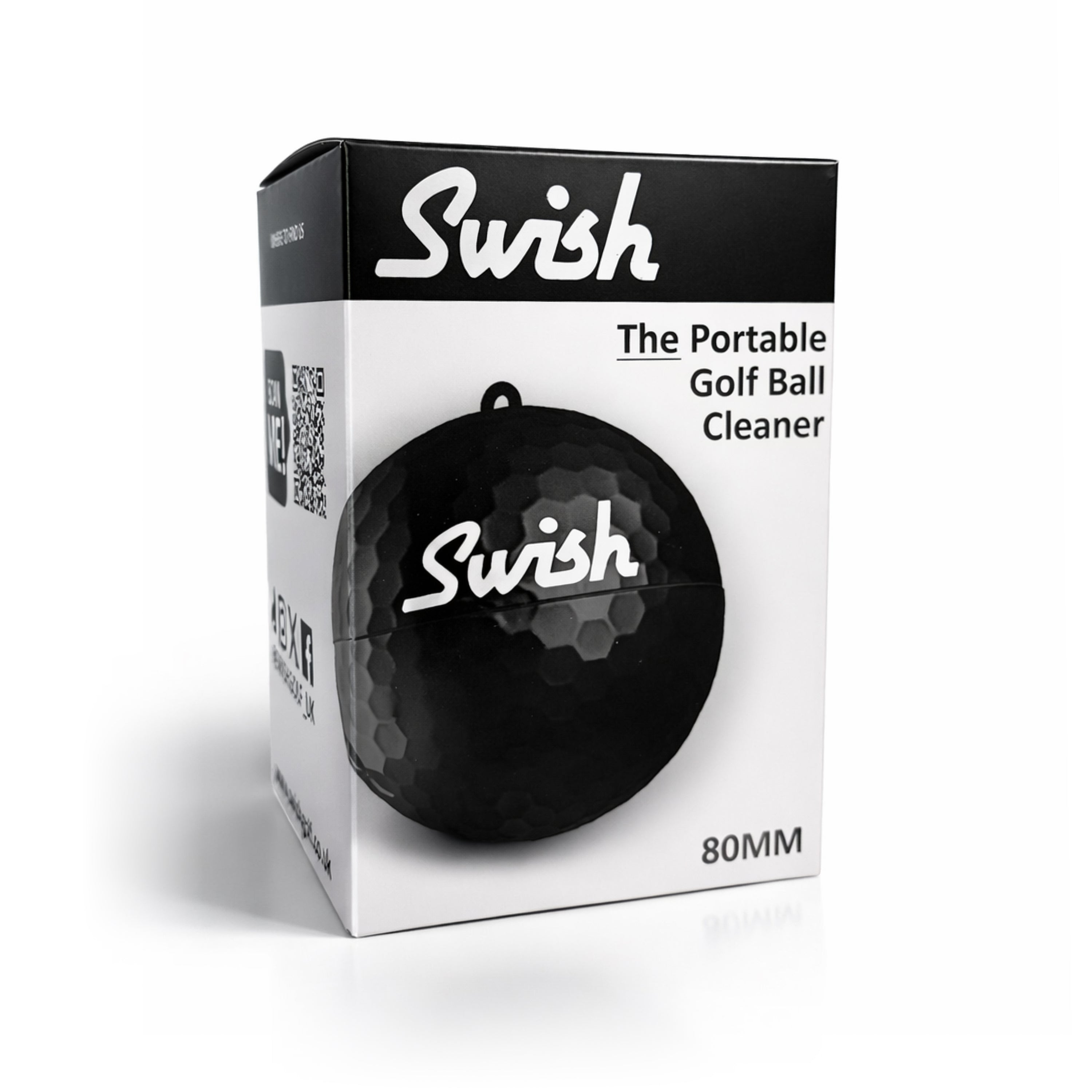 Black 80mm Swish golf ball cleaner package