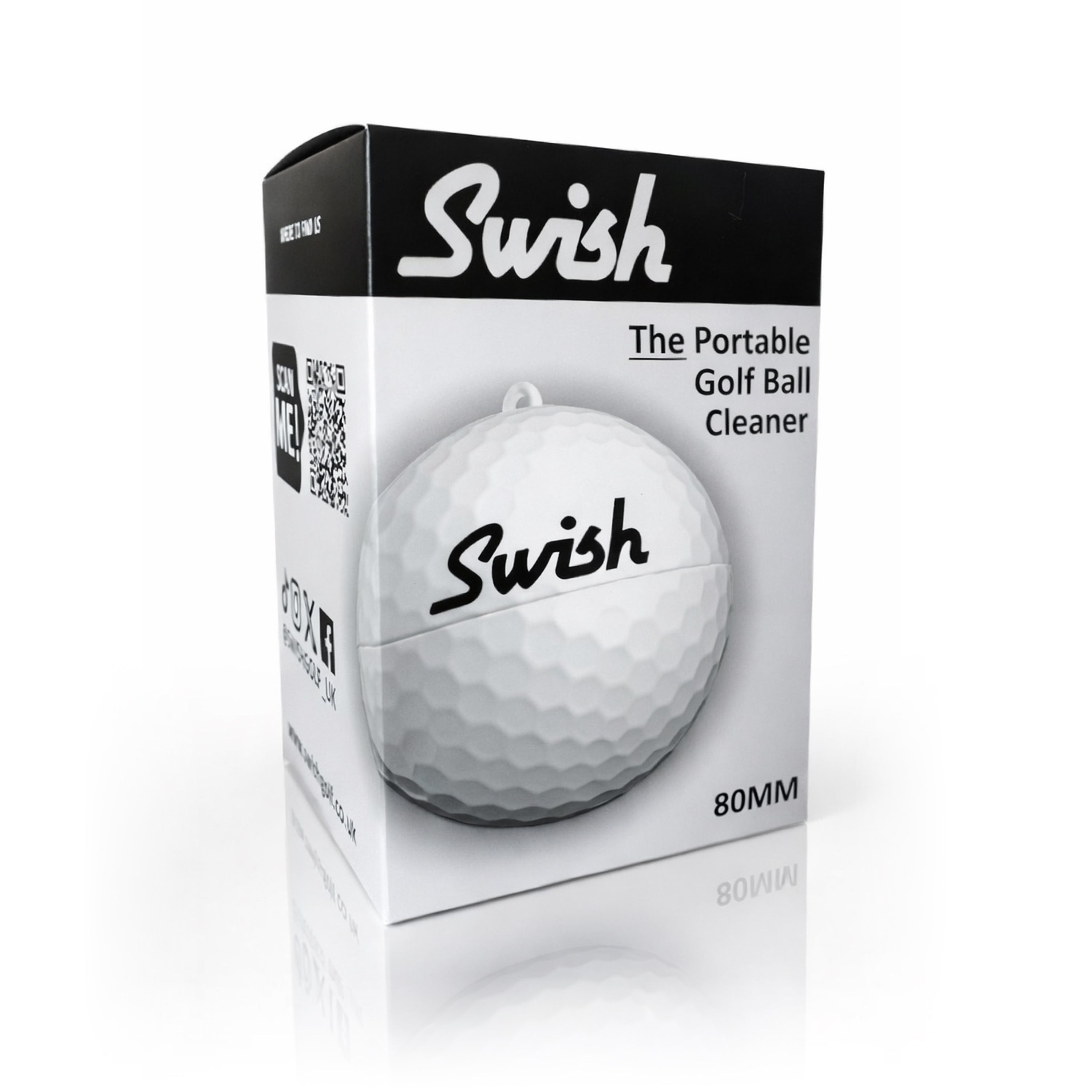 White 80mm Swish golf ball cleaner package
