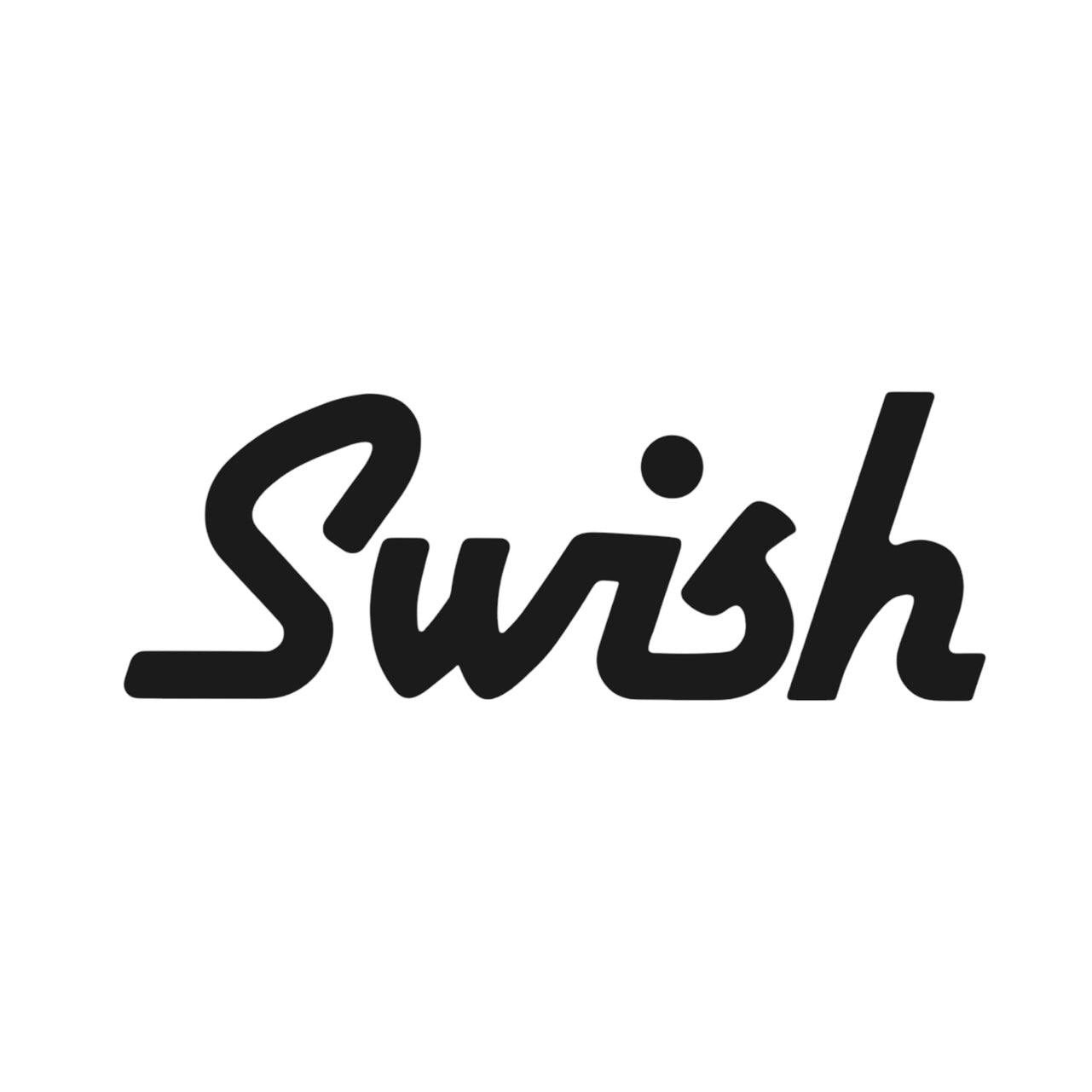 Black 'Swish' logo on a white background